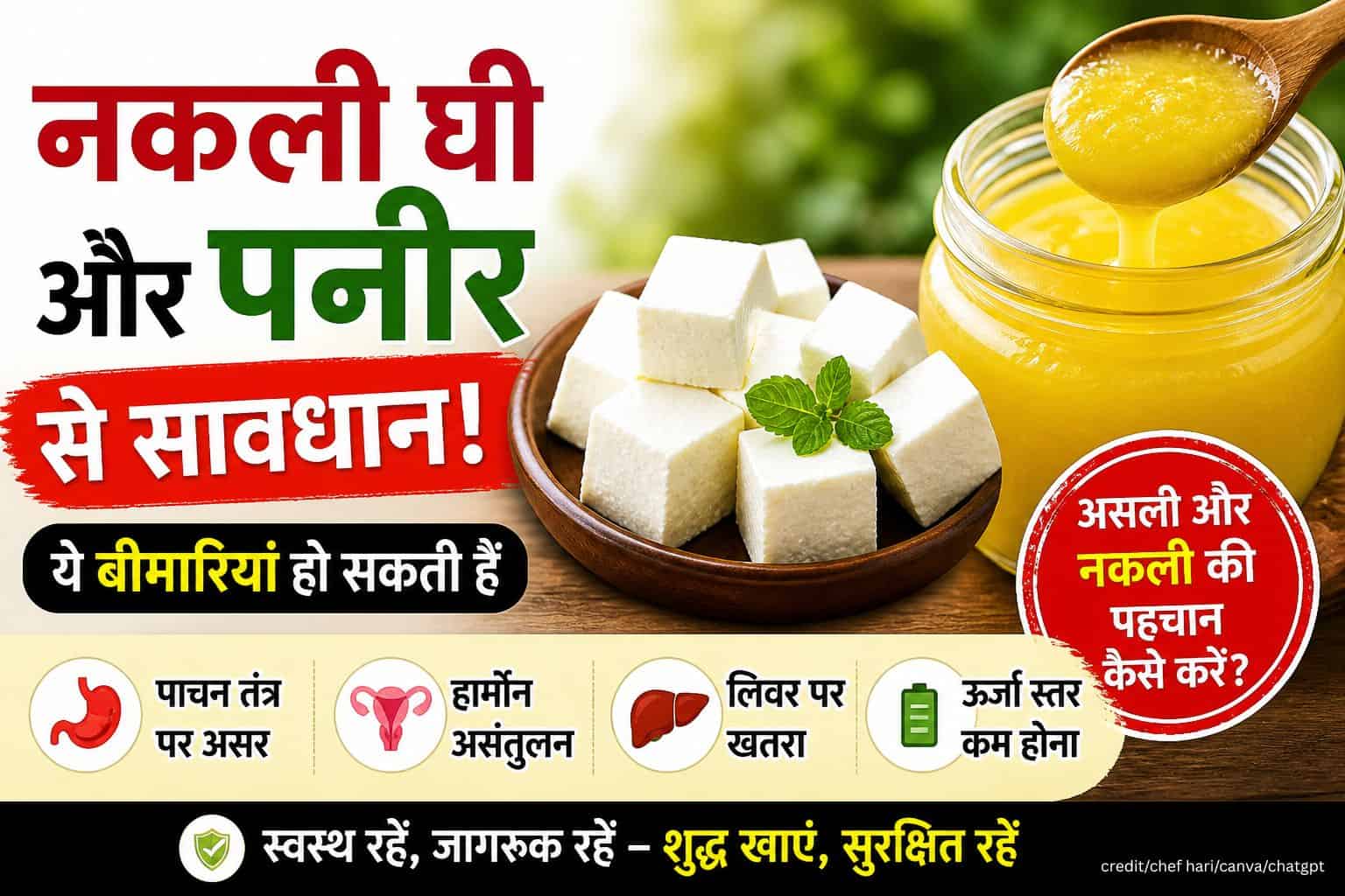 मिलावटी घी और पनीर की पहचान कैसे करें और इसके स्वास्थ्य पर होने वाले नुकसान